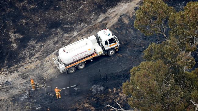 Firefighters battle the Cudlee Creek fire. Picture: Naomi Jellicoe