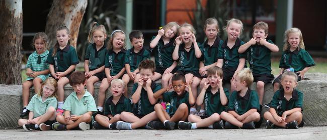 Silly faces from KCL at Bateau Bay Public School. Picture: Sue Graham