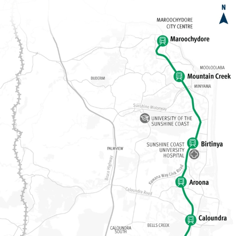 The Sunshine Coast Direct Rail Line will eventually cover 37km and feature seven stations. Picture: TMR.