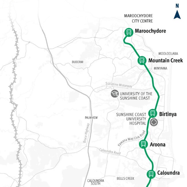 The Sunshine Coast Direct Rail Line will eventually cover 37km and feature seven stations. Picture: TMR.