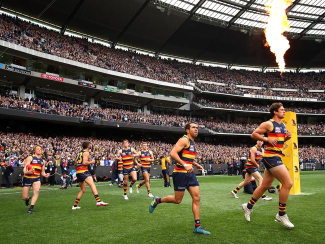 The Adelaide Crows during the 2017 AFL Grand Final.