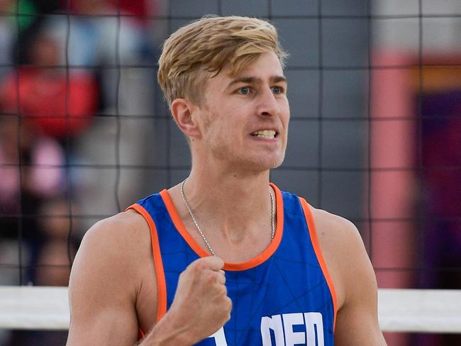 TLAXCALA, MEXICO - OCTOBER 11: Steven van de Velde of the Netherlands during Day 6 of the Beach World Champs Tlaxcala 2023 at Tlaxcala Plaza de Toros on October 11, 2023 in Tlaxcala, Mexico. (Photo by Pablo Morano/BSR Agency/Getty Images)