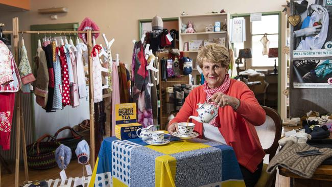 Hot cuppa: Lismore’s Sandy Gibson at her Wooltrack Store. Picture: Dannika Bonser