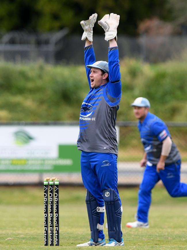 Langwarrin wicketkeeper Tom Hussey. Pictures: Andy Brownbill