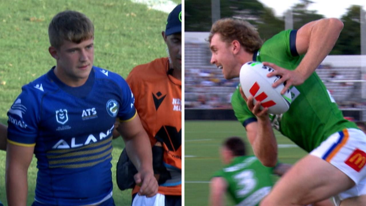 It was a dream debut for Ricky Stuart’s boy and now Canberra have a selection headache after they stunned Parra with Brad Arthur’s son copping a brutal KO.
