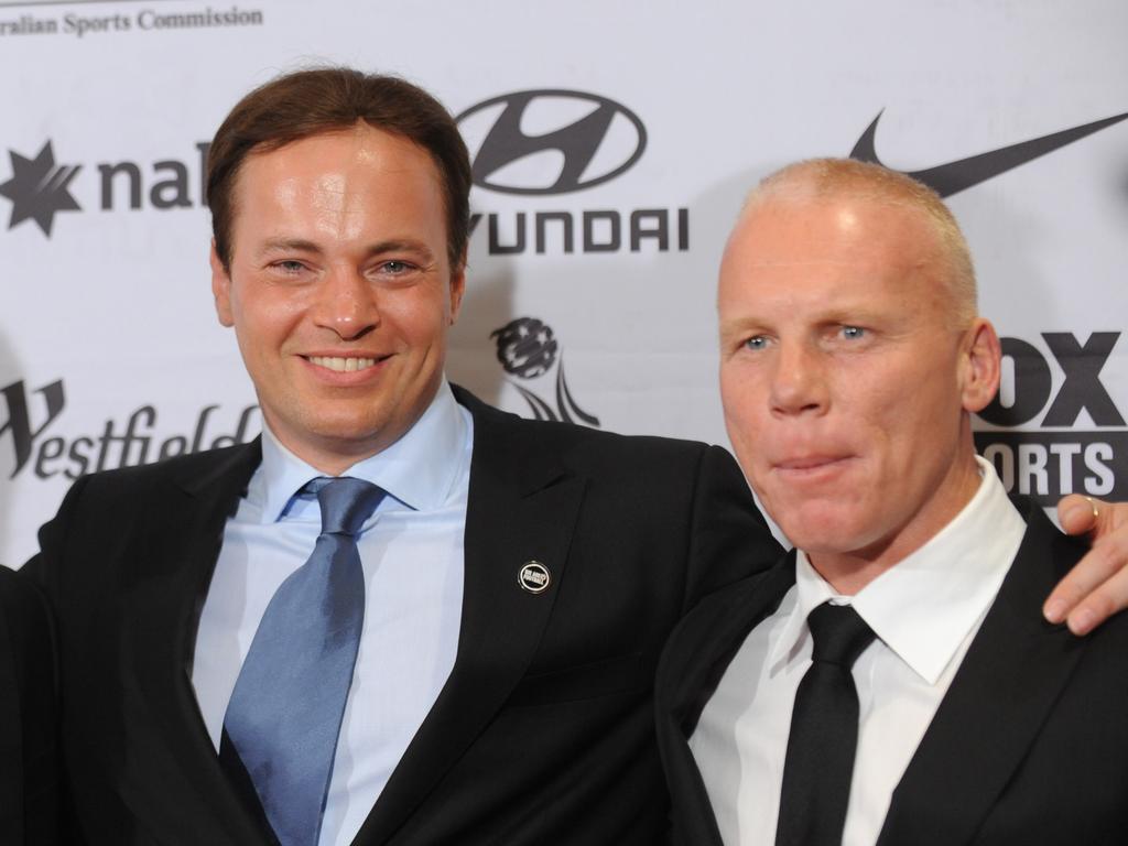 Mark Bosnich (L) and Robbie Slater’s falling out is one of the saddest sport stories of the year. Picture: AAP/Tracey Nearmy