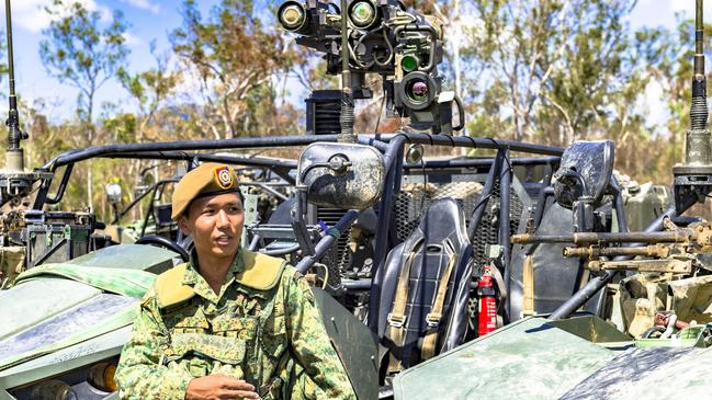 A Singapore Armed Forces soldier during an exercise at the Defence Department’s Shoalwater Bay Training Area. Picture: News Corp