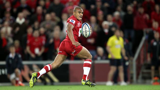 Will Genia on his way to score for the Reds in the 2011 Super Rugby final.