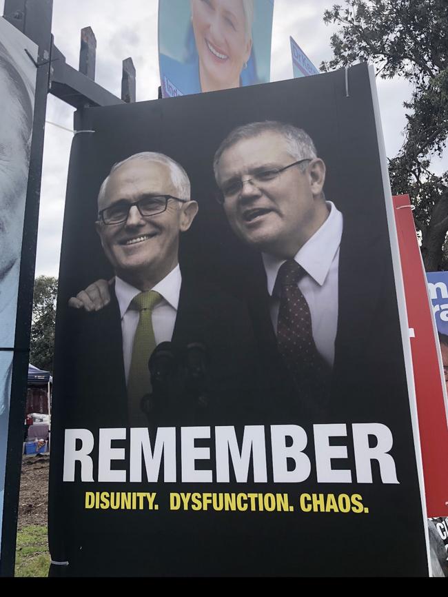 ALP poster outside Wentworth polling booth.