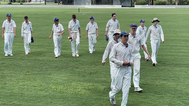 Churchie leave the field against Terrace.