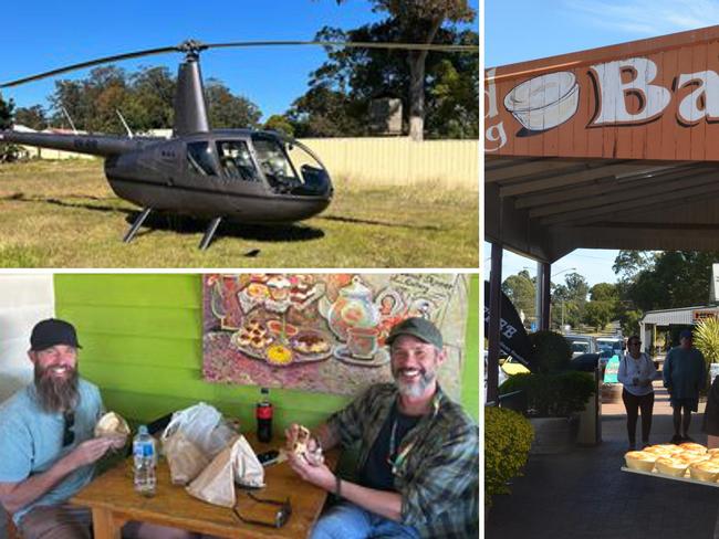 Real pie in the sky: Helicopter swoops into Burnett town for pie tasting