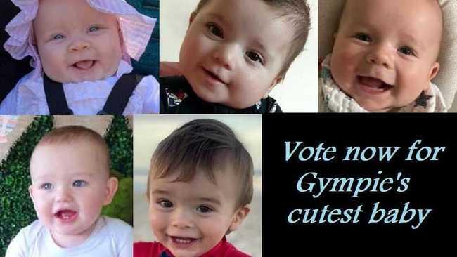 GRINNERS: These five cuties are leading the vote in Gympie's Cutest Baby poll, but there's still plenty of time to vote for all 40 Gympie tots.