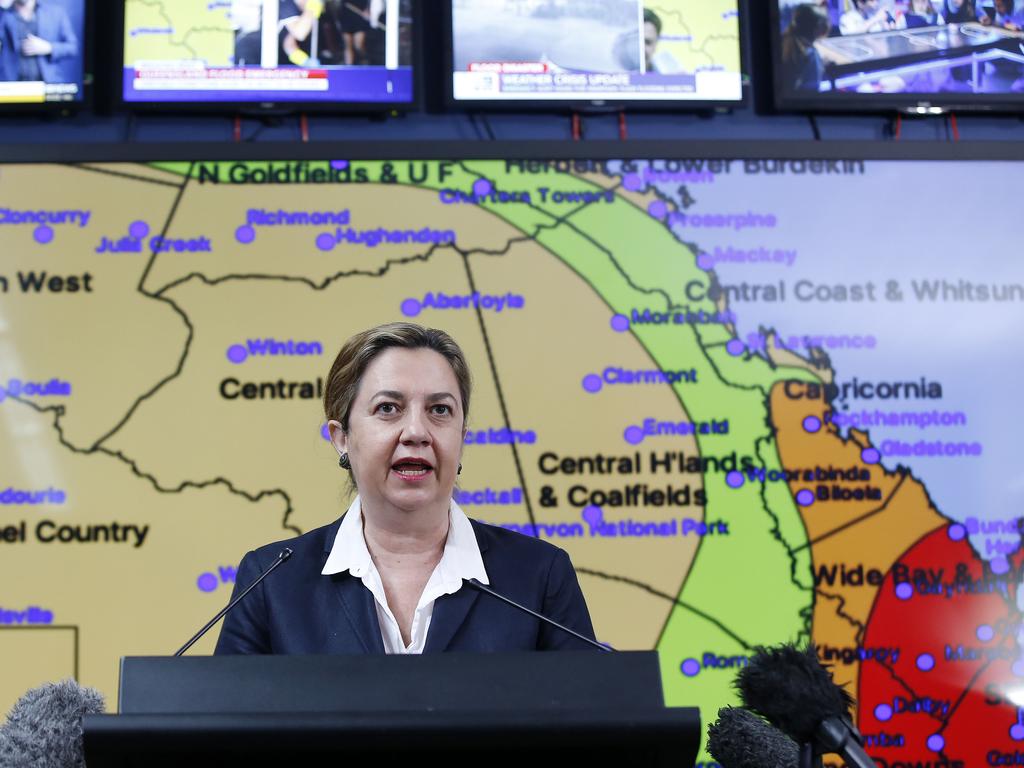 Premier Annastacia Palaszczuk pictured addressing the media at the Kedron Emergency Services Complex on Thursday. Picture: Josh Woning