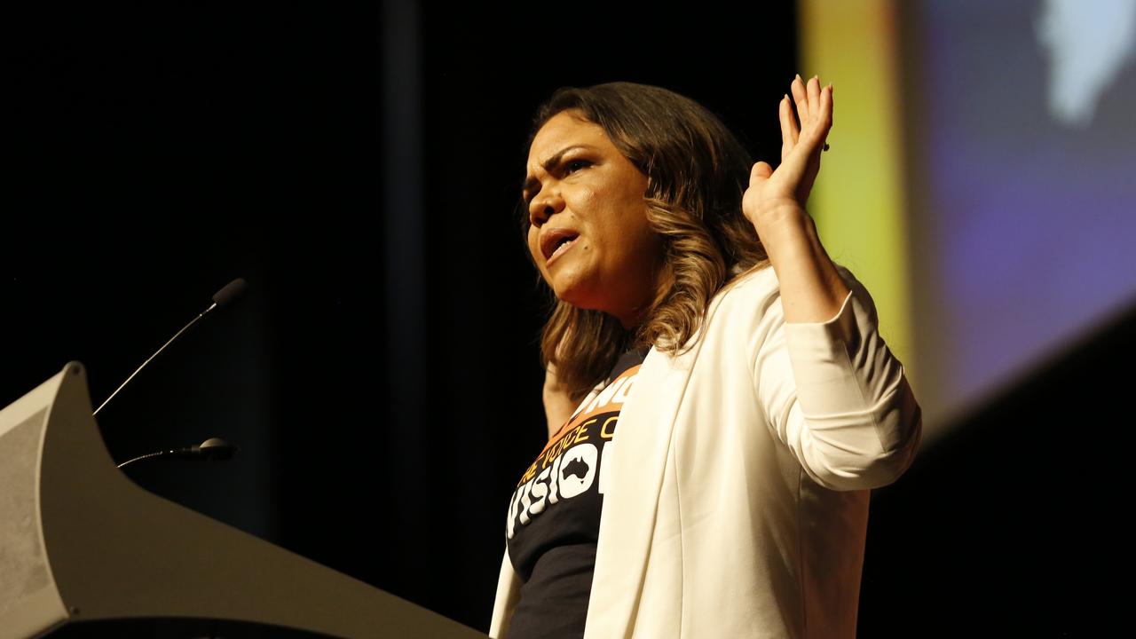 Jacinta Nampijinpa Price speaking at Voice to Parliament No rally at Riverside Theatre, Perth Convention and Exhibition Centre, on Monday night. Picture: NCA NewsWire/Philip Gostelow.