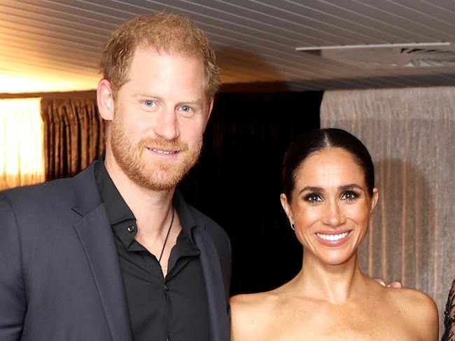 DUESSELDORF, GERMANY - SEPTEMBER 16: Prince Harry, Duke of Sussex, Meghan, Duchess of Sussex, Rita Ora and Sam Ryder pose before the closing ceremony of the Invictus Games DÃÂ¼sseldorf 2023 at Merkur Spiel-Arena on September 16, 2023 in Duesseldorf, Germany. (Photo by Chris Jackson/Getty Images for the Invictus Games Foundation)