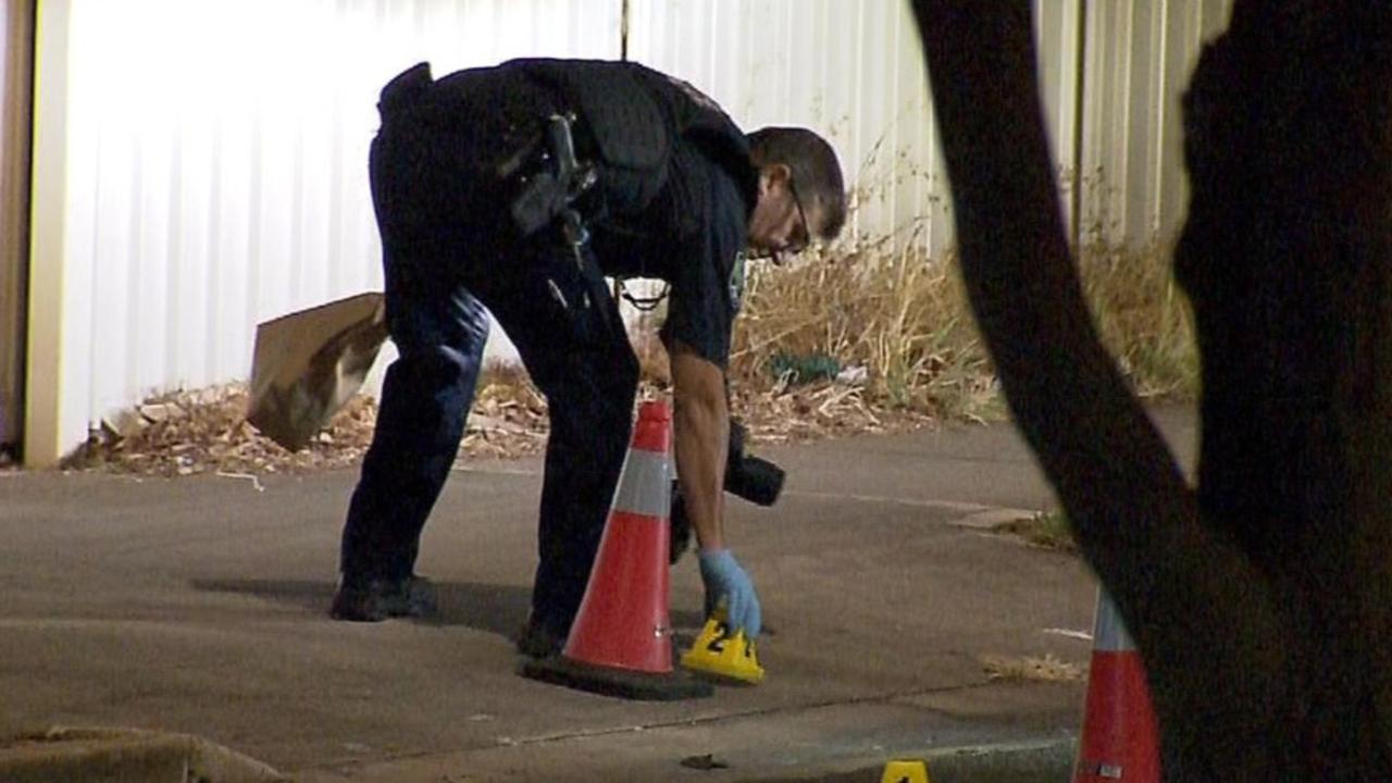 Police are investigating after five bullet casings were found alongside smashed windows and a damaged car at a Woodville Gardens home. Picture: 7NEWS