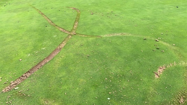 Vandals riding trail bikes damaged putting greens at the Yarrambat Golf Course.