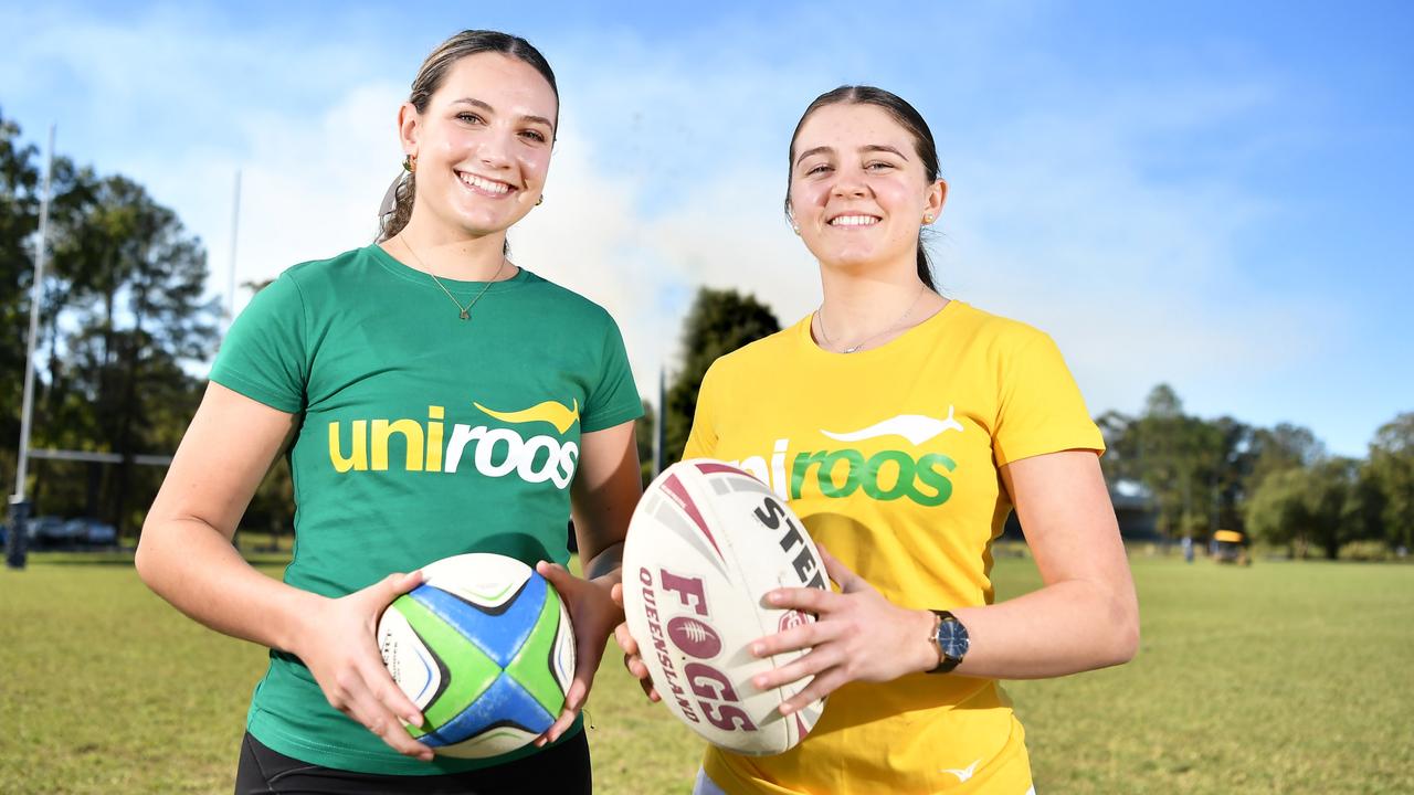 Kianna Maclean and Jordan Jackson will represent Australia at the 2024 World University Rugby Sevens Championships in France. Picture: Patrick Woods.