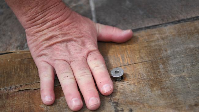 Screw sticking out of repairs on Quay Street.