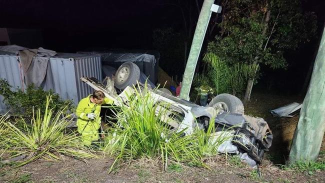 A 29-year-old Kiels Mountain man was flown to Brisbane with serious injuries after his car rolled at Diddillibah on Sunday night. Photos: Supplied