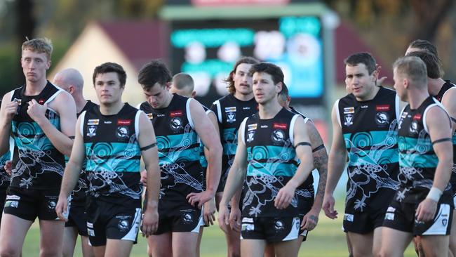 Maryborough walk off the ground after their loss to Golden Square earlier this season. Picture Yuri Kouzmin