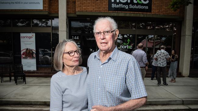 Pat and Vince Castle outside the Castle Centre – Caringa's building in Grafton