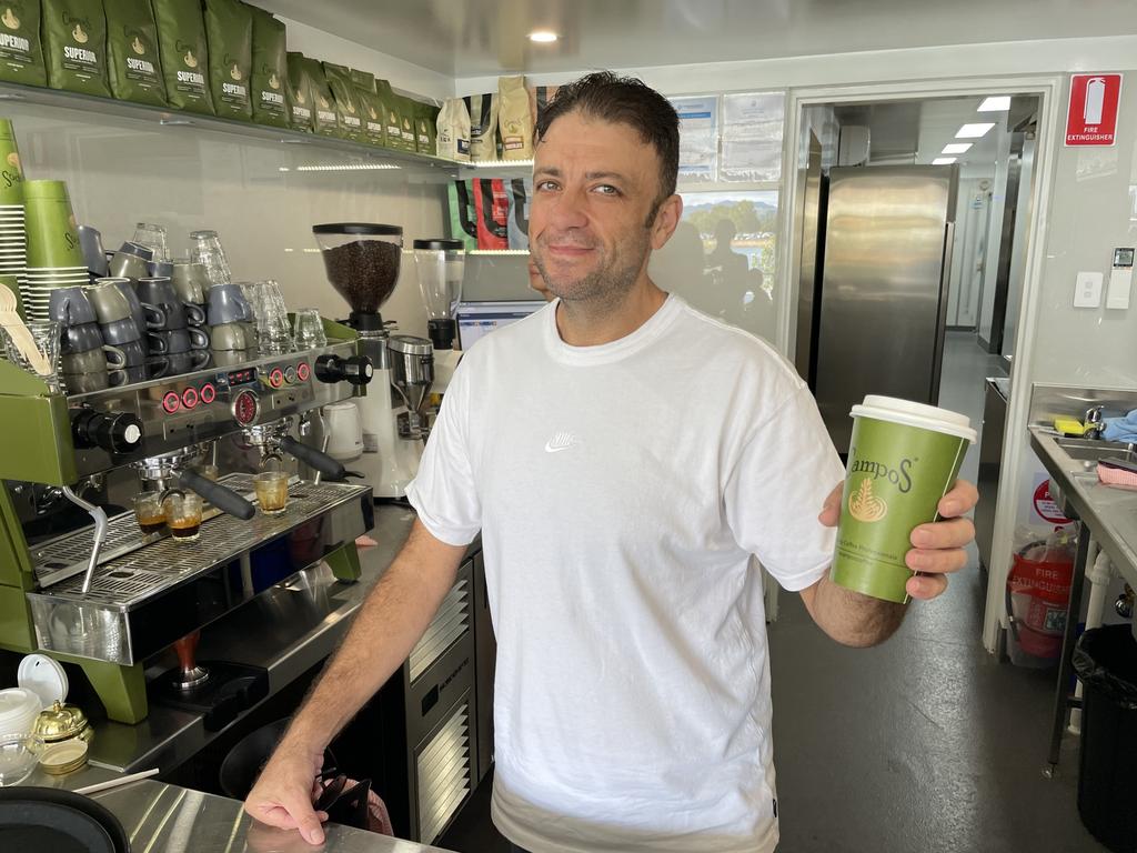 Levanti and Belmoral owner George Daoud at his cafe which serves Campos Coffees. Picture: Leighton Smith.