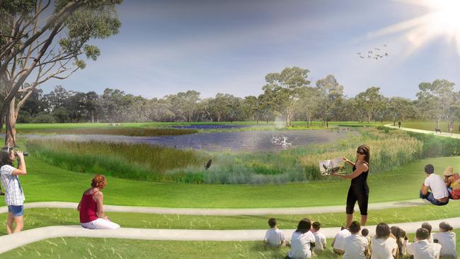 Artist's impression of wetlands in the Southern Adelaide Parklands. June 2019. Supplied: Brown Hill Keswick Creek Stormwater Project