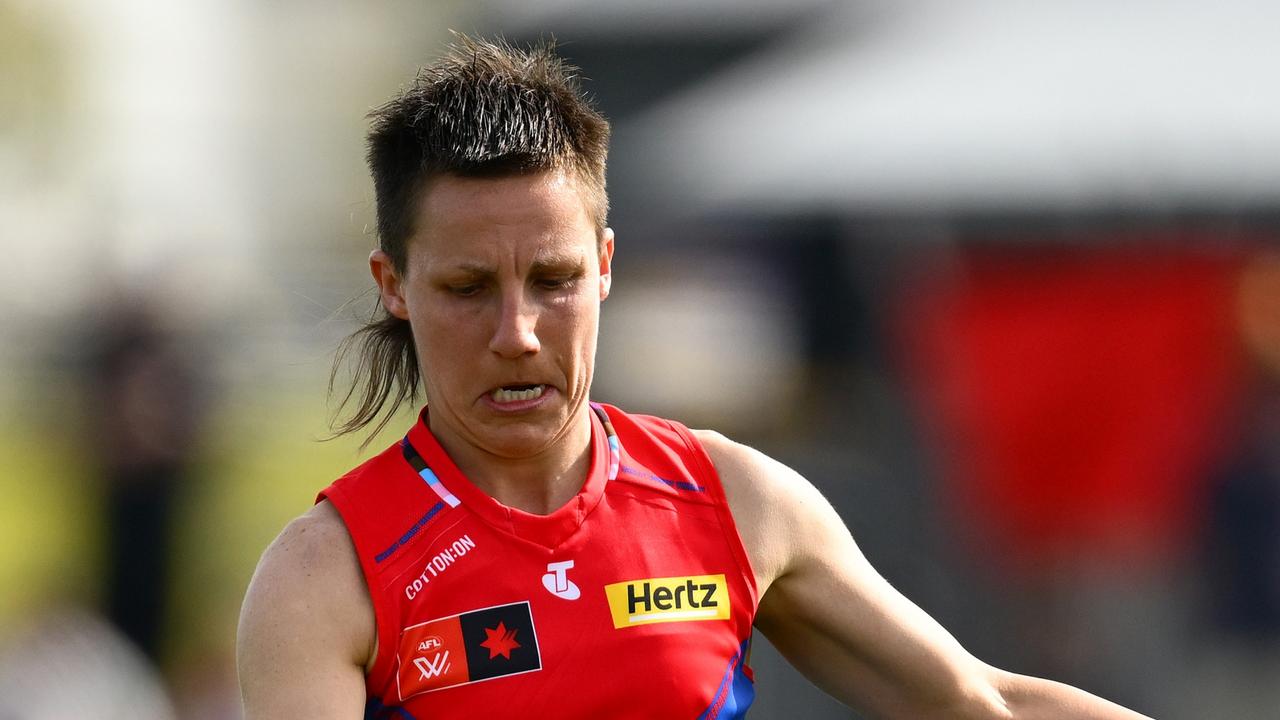 Paxy Paxman will miss Melbourne’s must-win clash against Richmond on Saturday due to a flare-up of an existing foot injury. Picture: Quinn Rooney / Getty Images