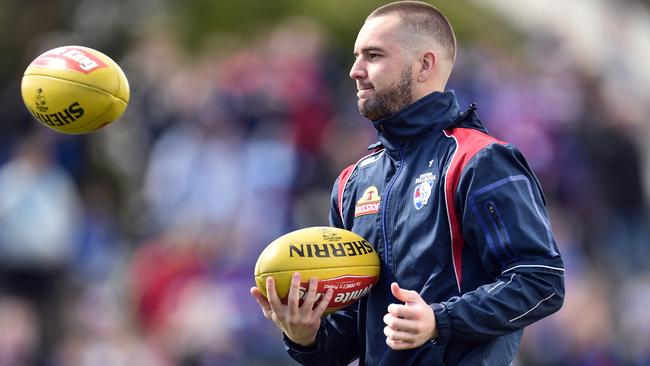 Matthew Suckling trained away from the main group at Western Bulldogs training.