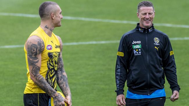 Dustin Martin and Damien Hardwick are hungry for even more success in 2021. Picture: Jake Nowakowski