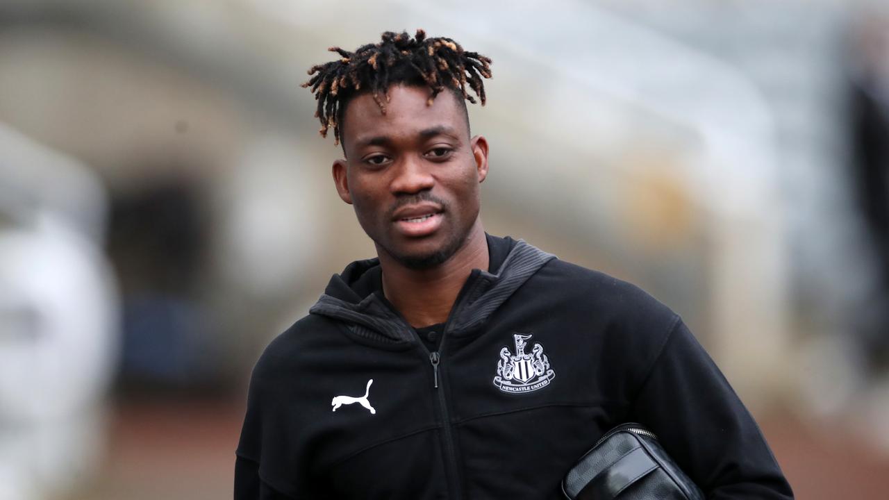 NEWCASTLE UPON TYNE, ENGLAND - DECEMBER 28: Christian Atsu of Newcastle United arrives at the stadium prior to the Premier League match between Newcastle United and Everton FC at St. James Park on December 28, 2019 in Newcastle upon Tyne, United Kingdom. (Photo by Ian MacNicol/Getty Images)