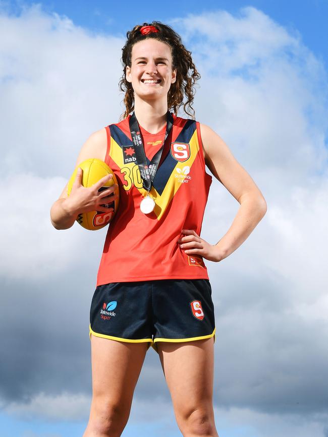 Young starred for SA at the AFLW under-19 national championships earlier this year, winning the MVP award. Picture: Mark Brake