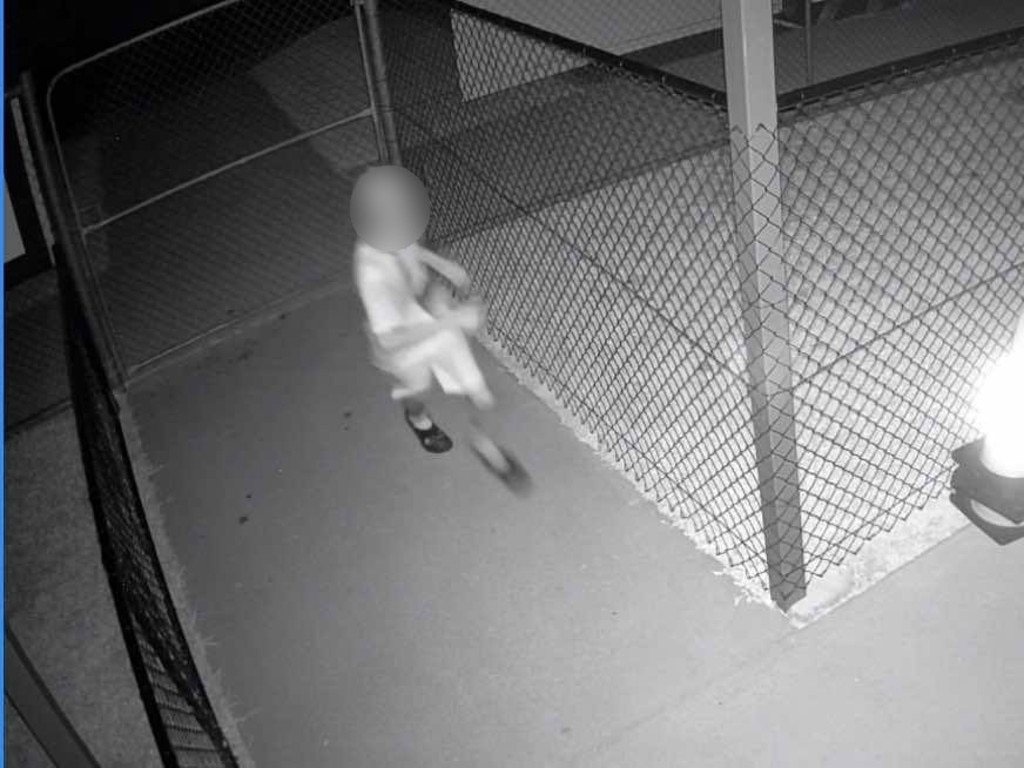 A still from CCTV footage of the Walker Road Sporting Precinct break-in on April 30, 2025. Picture: Supplied by Keiren O’Brien