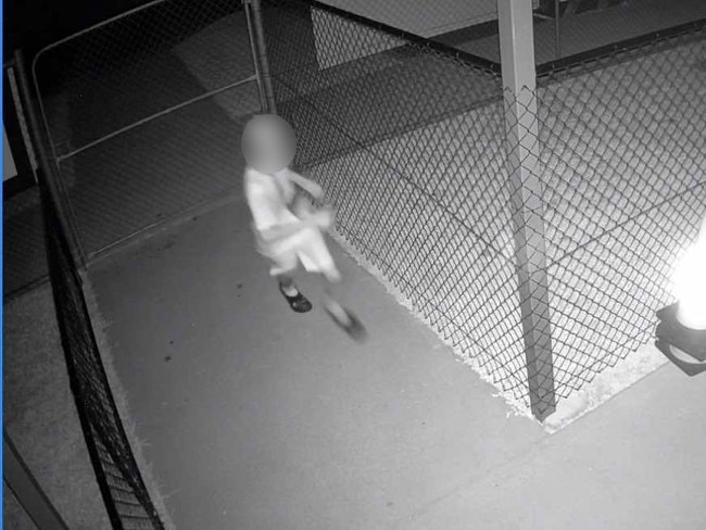 A still from CCTV footage of the Walker Road Sporting Precinct break-in on April 30, 2025. Picture: Supplied by Keiren O’Brien