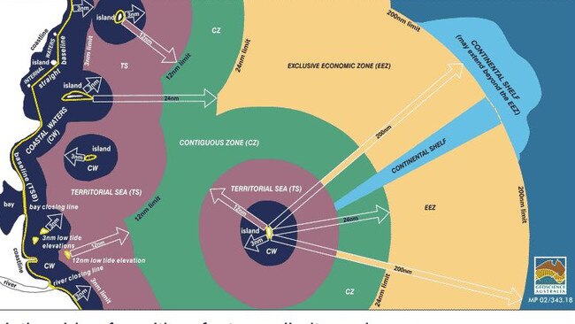 Maritime features, limits and zones. Picture: Geoscience Australia