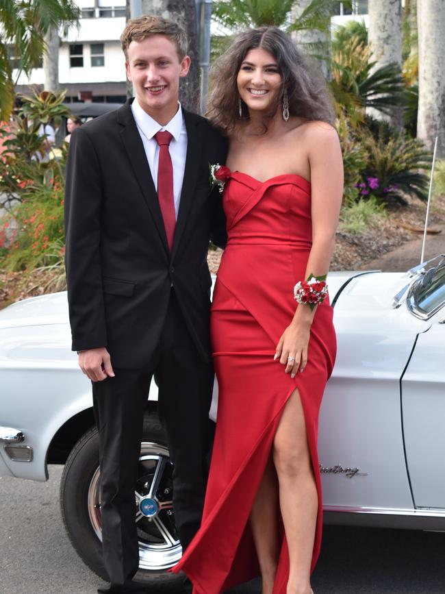 Riley Rasmussen and Elli Bezzina at the Sarina State High School formal at the MECC, Mackay, on Thursday November 19. Picture: Zizi Averill