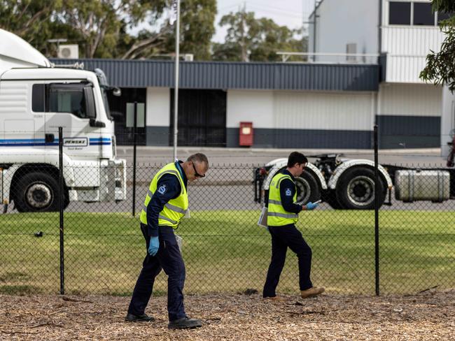 EPA officers collected samples from GJ Hosken Reserve in Altona North. Picture: Diego Fedele