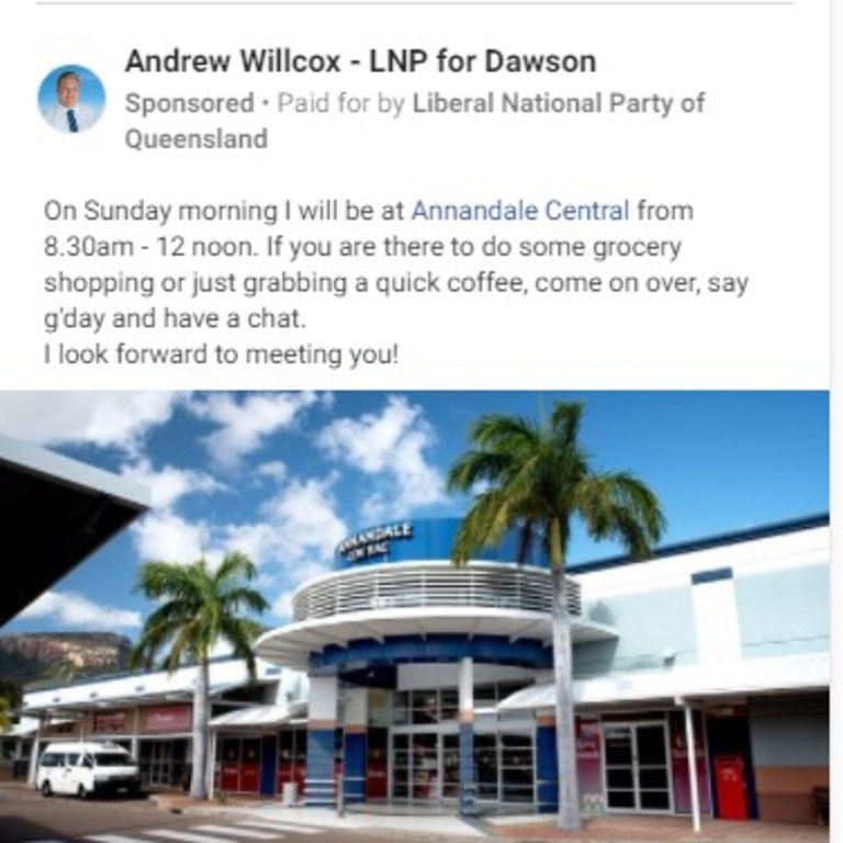 Nationals candidate for Dawson Andrew Willcox has spent just $1000 on political ads on Facebook in the past six months. Picture: Facebook