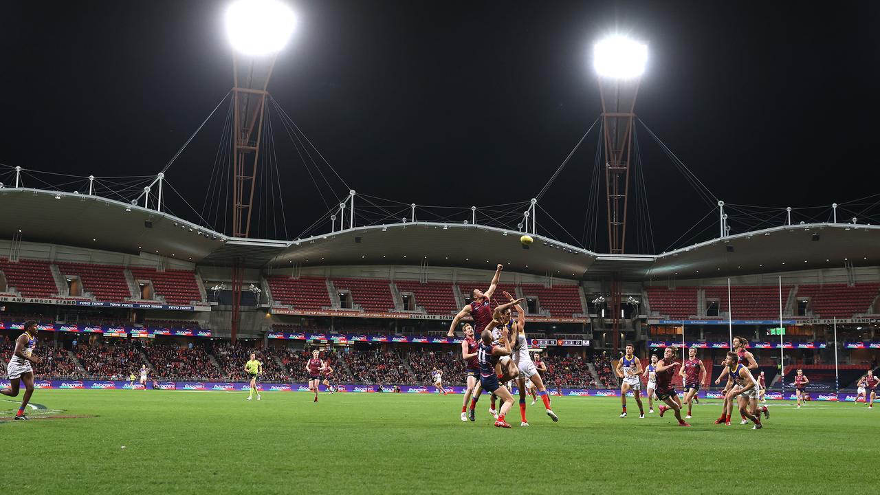 A general view during the round 12 AFL match between the Melbourne Demons and the Brisbane Lions at GIANTS Stadium. Picture: Mark Kolbe