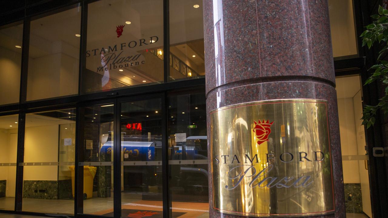 Guards Working in Quarantine Hotels in Melbourne. Stamford Plaza in Melbourne CBD. Picture by Wayne Taylor 3rd July 2020