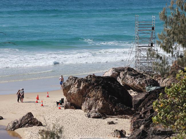 Props and staging being put into place on North Burleigh headland for weekend filming of "The Bluff". Picture Glenn Hampson