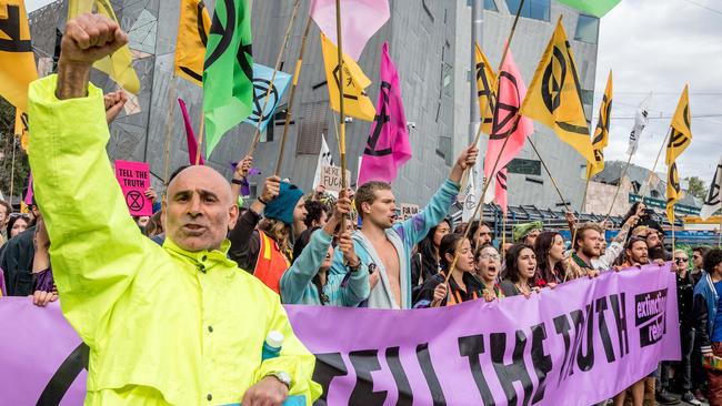 Extinction Rebellion activists protested in Melbourne's CBD in October. Picture: Jake Nowakowski