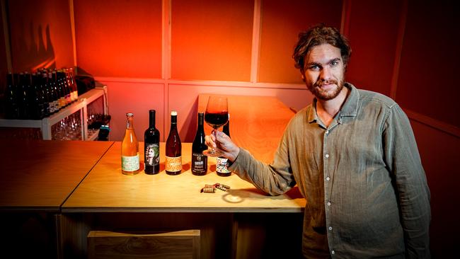 Bar manager Noah Ward at Unico Go, a new five-seater bar in the heart of Adelaide. Picture: Mike Burton