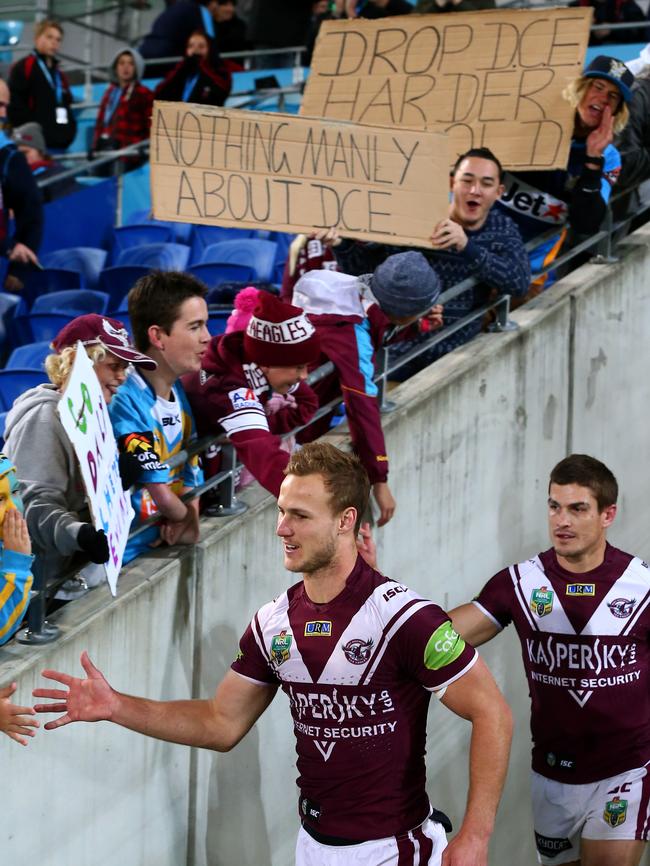 Titans fans vent their feelings after the infamous backflip. (David Clark)