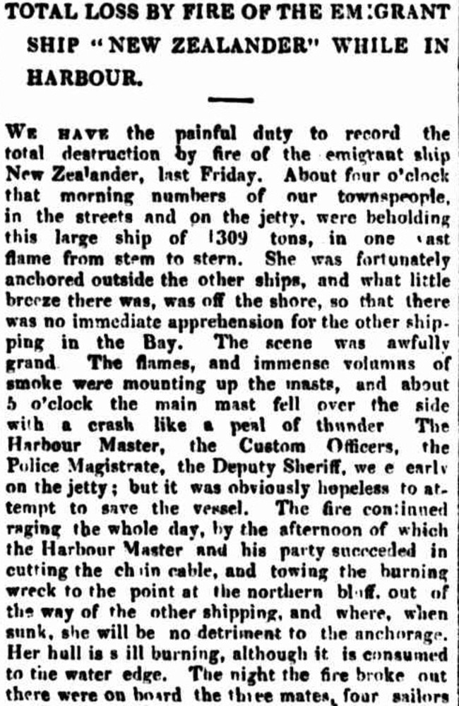 The Argus newspaper reporting on the total loss of the New Zealander.