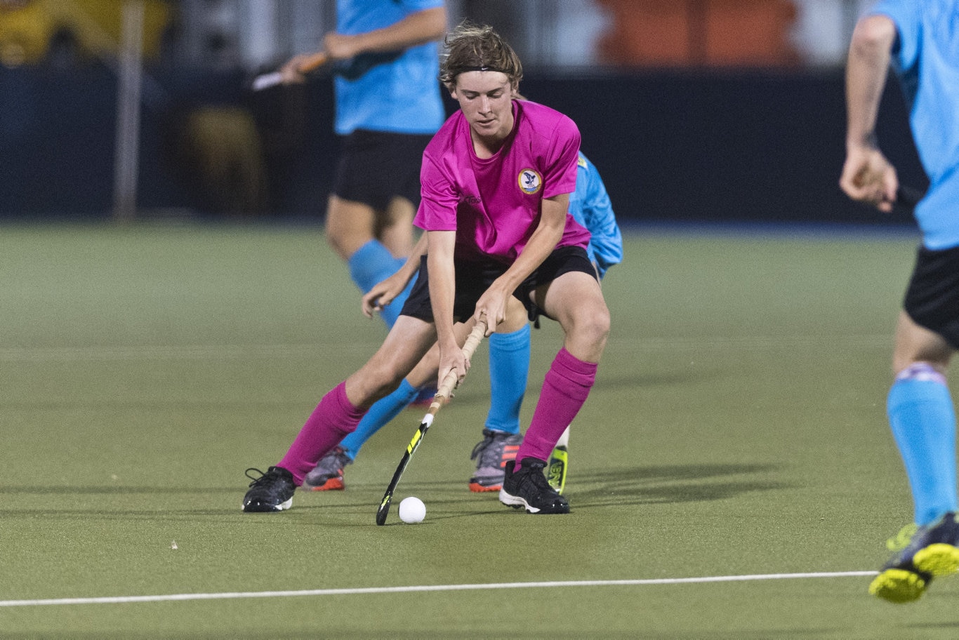 William Ready of Pink Batts against SQPS Scorers in Iron Jack Challenge mens hockey at Clyde Park, Friday, February 28, 2020. Picture: Kevin Farmer