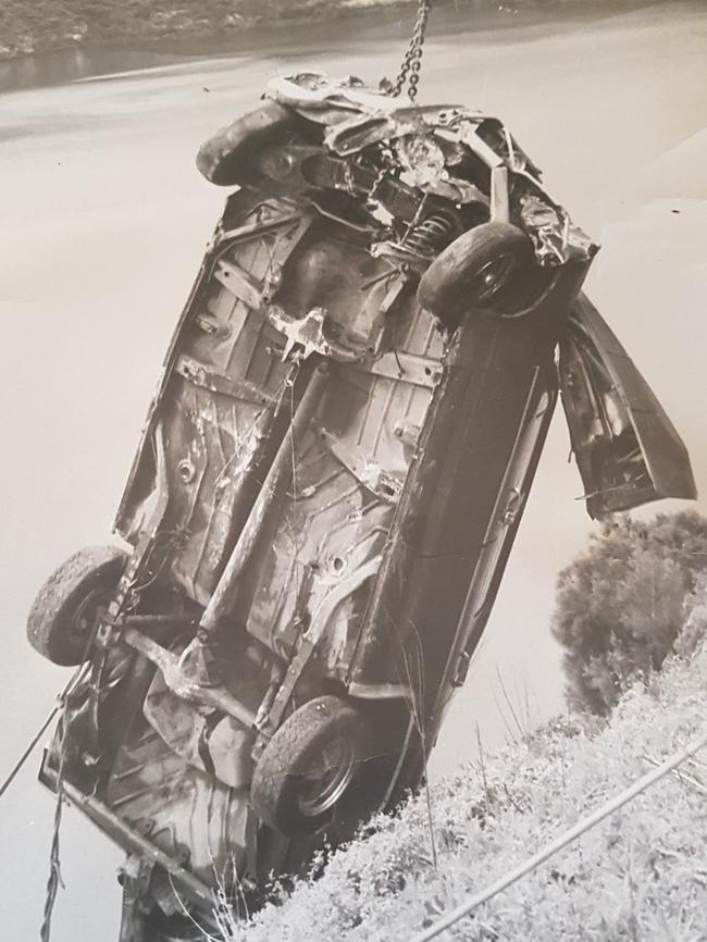 Brice Rivett crashed his car into the lake in 1979. He survived after falling out of the sliding car but his HR Holden was not as lucky. Picture supplied