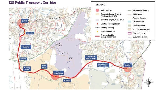 The Ipswich to Springfield Central Public Transport Corridor (I2S) is at the top of Mayor Harding's wish list ahead of the 2024 federal budget. Picture: Ipswich City Council.