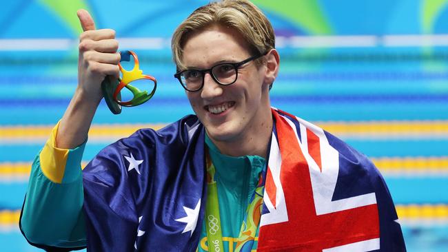 Australia's Mack Horton with his Gold medal after winning the Mens 400m Final. Picture: Phil Hillyard.